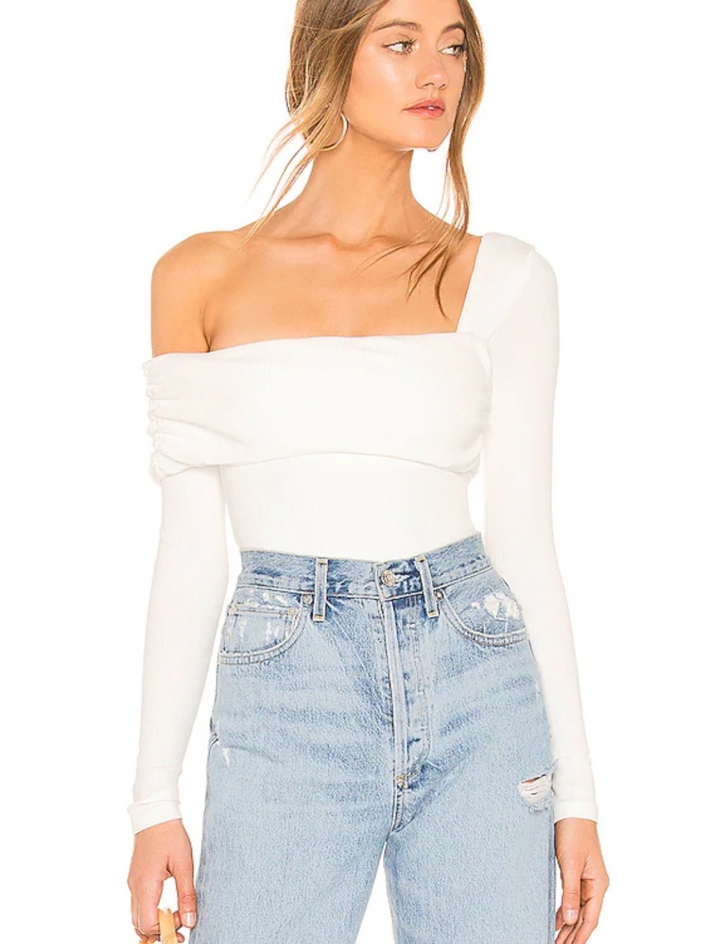Lovers and Friends Florence Bodysuit White Asymmetric top Revolve XXS